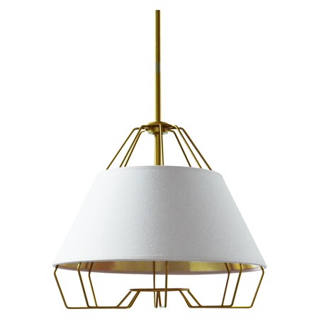 Dainolite 1Lt 15In. Diameter Pendant Wht/Gld ROC-1512-692